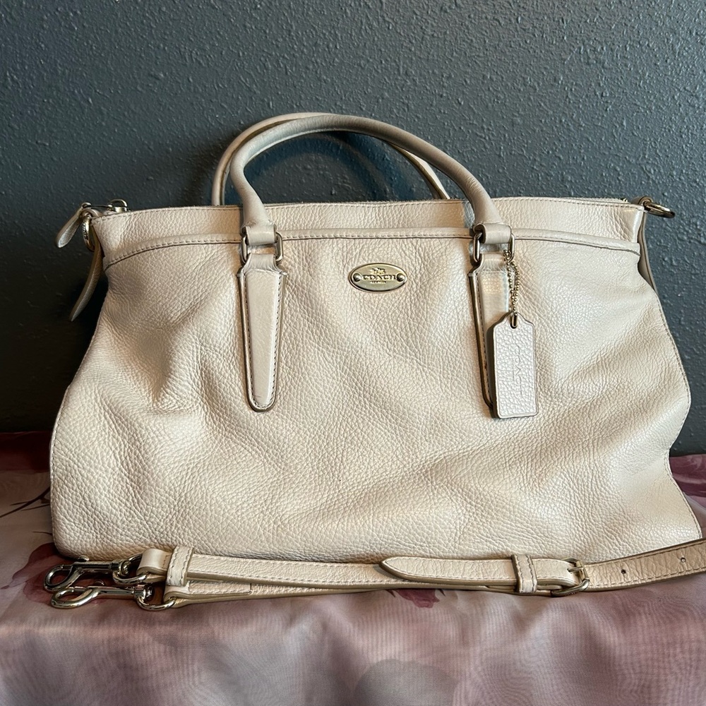 Vintage Coach Cream Leather Morgan Satchel